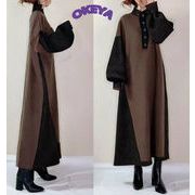 レディース服　ワンピース　ロングワンピース　Aラインワンピース　切り替え　カジュアル　S#-3XL#