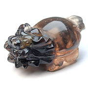 高品質 スモーキーファントム スモーキークォーツ  龍亀 ロングイ 財運 彫刻置物