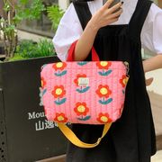 フラワー柄トートバッグ　キルトマザーズバッグ　韓国バッグ