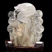 【一点物】置物　水入り水晶　蛇　ブラジル産　台付き　干支　巳