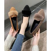 【日本倉庫即納】 ファー付きパンプスポインテッドトゥ韓国風