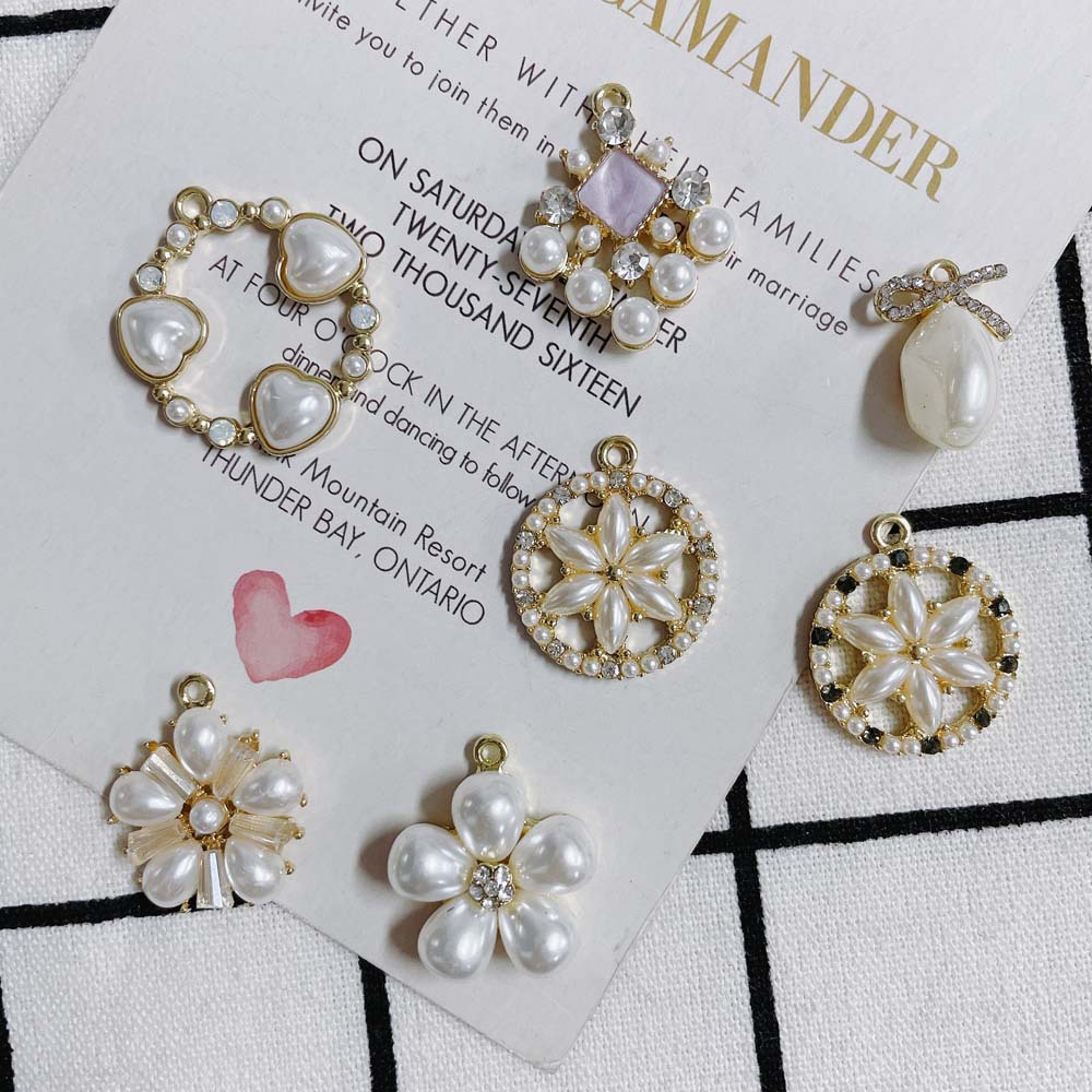 Jジュエリー パーツ パール アクセサリーパーツ ラインストーン ハンドメイド 丸型 円形 花 フラワー 幾何