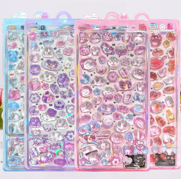 手芸diy用デコレーション 手帳用 貼り付け★粘着シール★立体キャラクターシール 3Dシール