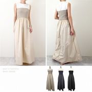 □　期間限定特価　□ニットｘタフタ　ベアワンピース(32354)