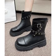 【日本倉庫即納】 厚底ショートブーツレディースベルトブーツ