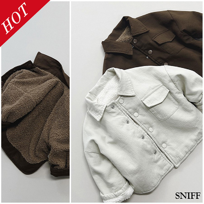 Muziyou☆裏起毛☆両面着れ 韓国風子供服  無地 シンプル アウター コート ジャケット シャツ