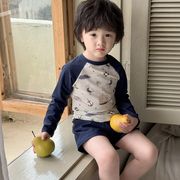 2025夏新作 男の子バイカラーカートゥーン柄分体水着