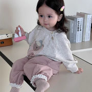 ★BaBy★　73~100cm　ベビートレーナー＋レースパンツ　スウェットトップス　韓国ベビー服