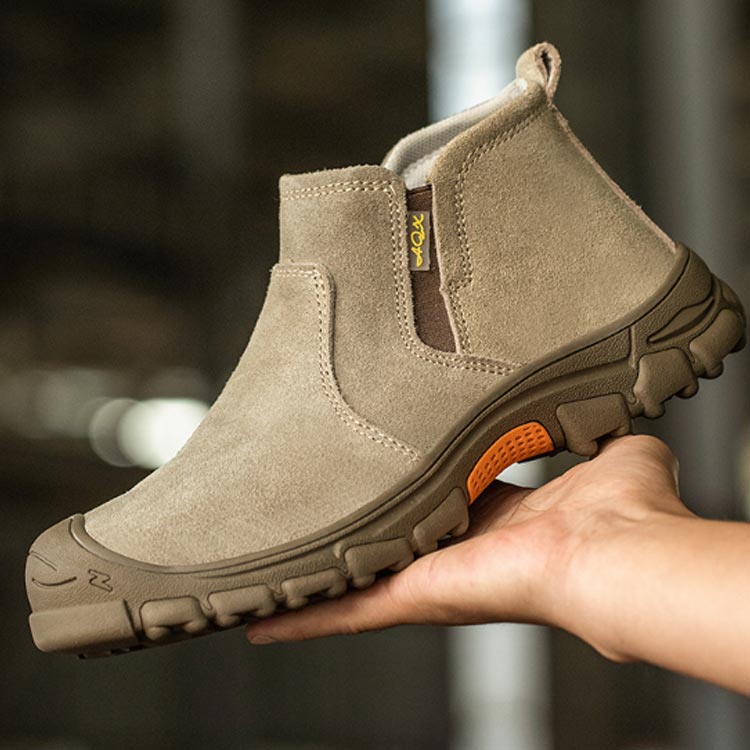 作業靴 安全靴 溶接 スエード革 ハイカット 紐無しブーツ サイドゴア