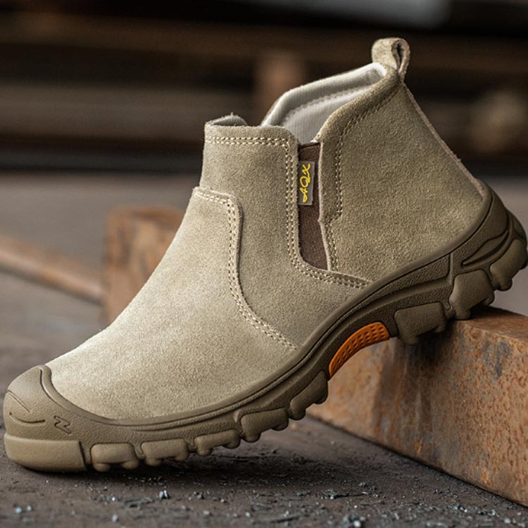 作業靴 安全靴 溶接 スエード革 ハイカット 紐無しブーツ サイドゴア