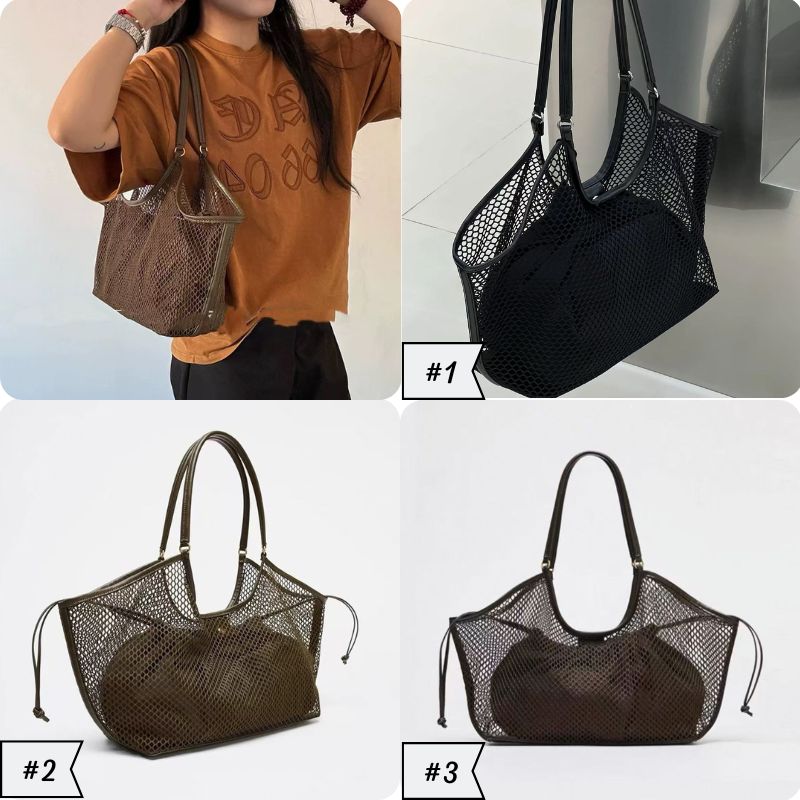 夏バッグ　メッシュバッグ　ハンドバッグ　PU　デイリー　韓国バッグ