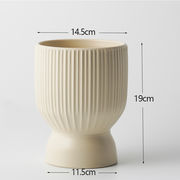 北欧風陶器植木鉢 レモン縦紋[大]