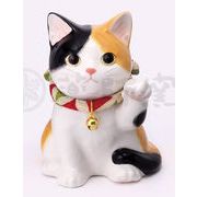 ★開運招福　薬師窯招き猫★　お目出度い「縁起の置物」【うちの招き猫(みけ・子猫)】