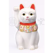 ★開運招福　薬師窯招き猫★　お目出度い「縁起の置物」【桜づくし　招き猫(白・中)】
