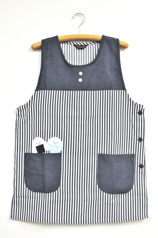 【即納】デニム調おにぎりキッチン　レディースエプロン 保育士 介護士