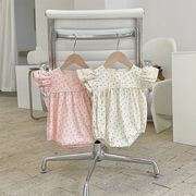 JENNY☆【激安通販】夏 女の子用 フラワープリント ワンピース ベビー用 レース 三角ボディスーツ ハイツ