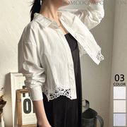 【2025新作商品♪】ポケット付きケミカルレース切替ショート丈シャツ