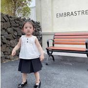 2025夏新作 INS風 ベビー服女の子 ノースリーブ シャツ&スカート カジュアルセット  73-120cm