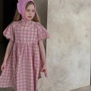 子ども服 2025 夏の新作 韓国風 女の子用 バブルスリーブ プリンセスドレス 女の子 半袖ドレス