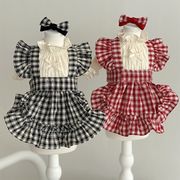 犬用 ペット服 春夏 猫用 チェック リボン スカート イースター 誕生日 中小型犬