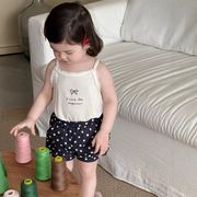 ★BaBy★　73~100cm　ベビーキャミソール＋ドットパンツ　リボントップス　韓国ベビー服