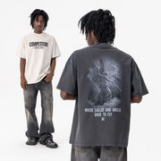 メンズ 新作 プリント 半袖Tシャツ ラウンドネック ストリート系 トップス ユニセックス★全2色
