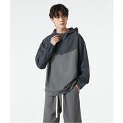 TSHEKカジュアル スポーツ ゆったり パッチワークフーディー ストレートパンツ 2点セット