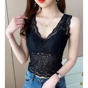 レディーストップス・チョッキ・修身着やせ・ファッション・レース・上着・Vネック