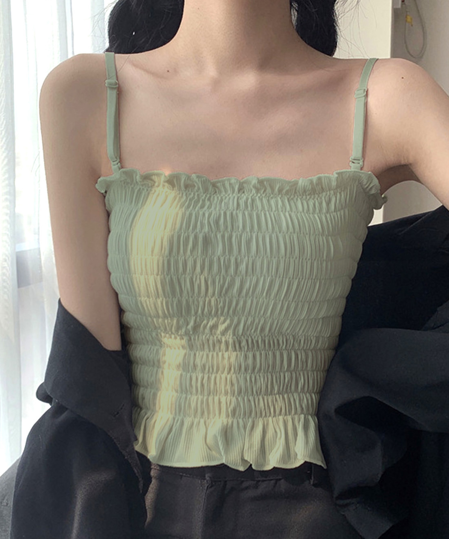 ブラトップ シャーリング キャミソール シンプル