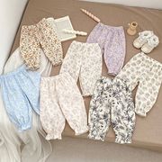 KAIW☆インスタ風夏用 女の子 ボトムス 花柄 防蚊ズボン 薄手ランタンシルエットパンツ