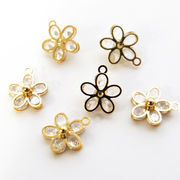 【4.ストーンフラワーチャーム】1個【韓国風デザイン】 ラインストーン チャーム 花 ハンドメイド