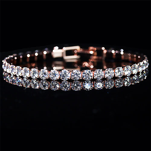 高品質 モアサナイト sv925 テニスブレスレット ピンクゴールドカラー moissanite【ランダム発送】