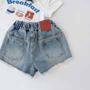 T&Q☆2025女の子ガールショートパンツ フリンジ デニムショートパンツ 夏用韓国風ホットパンツ