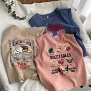 YY☆2025新作 綿素材キッズタンクトップ 男の子女の子兼用 ノースリーブTシャツ