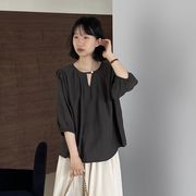 u27650トップス レディース シャツ ブラウス レース 刺繍 フレンチ 2色 2025春夏新作