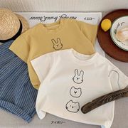 全2色[80-130cm] 女の子男の子 プリント 半袖Tシャツ 韓国風 トップス  カットソー 春夏 キッズ 子供服