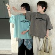 MXW☆2025夏限定 ヴィンテージ風アルファベットTシャツ キッズ用