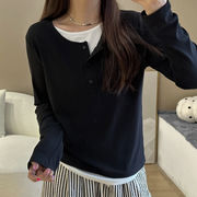 tシャツ プルオーバー 長袖シャツ 春新作 レディース トップス ラウンドネック 着痩せ