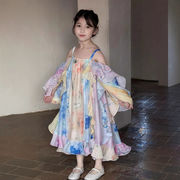 春夏新作 韓国風子供服 キッズ 3-8歳ガール フリル 吊りスカート シフトドレス ワンピース ワンピ 7-17