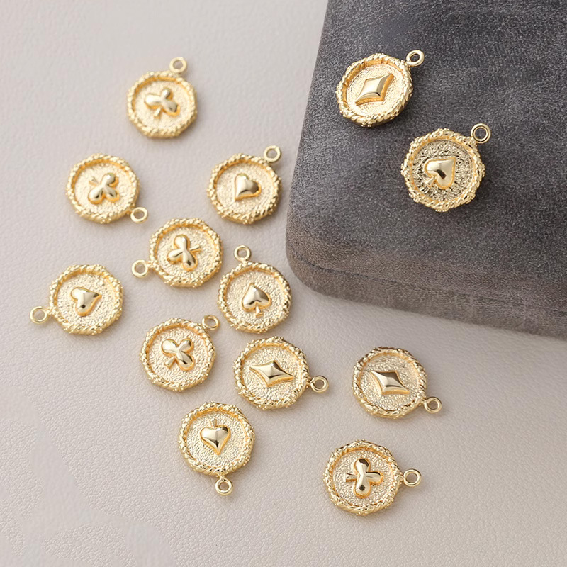 トランプ マーク チャーム プレートラウンド メタルパーツ アクセサリーパーツ 手作り材料 コインチャーム