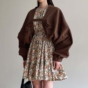 【春新作】韓国風レディース服 ゆったり カジュアル きれいめ シャツ&花柄ワンピース セットアップ