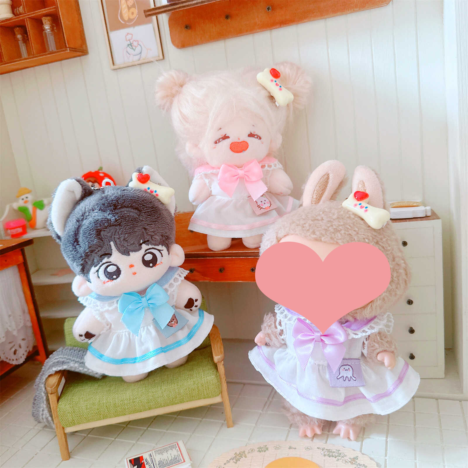 着せ替え ミニドール ぬいぐるみ用 18cmDIMOO 10/15cm 17cmLabubu BJD 10-20cmぬい 通用 服セット