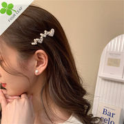 ハート形 ヘアピン パール付 ヘアクリップ 髪留め ヘアアクセサリー ファッション 可愛い