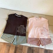 2025新作 キッズ夏用パジャマ ボーダータンクトップ＆ショートパンツセット