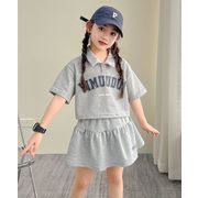 2025 夏新作 女の子 ポロシャツ 上着+スカート 2点 セット 韓国版   ファッション  子供服 120~170cm 2色