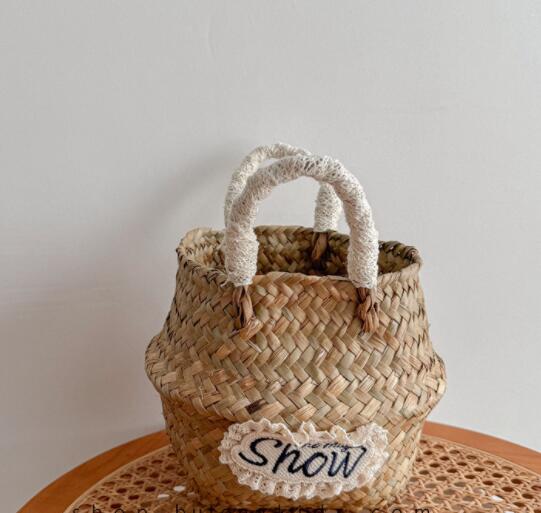 キッズ  バッグ ハンドバッグ ポシェット 小物入れ 麦わらバッグ バケツバッグ