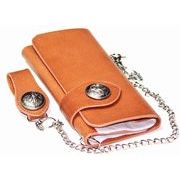 限定特価　オールバッファロー　コインコンチョ　三つ折りモデル　ライダースロングウォレット　FA-738　茶