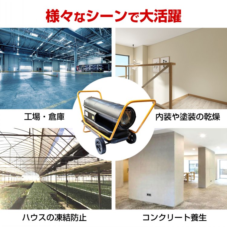 スポットヒーター 熱風式 工事用 ジェットヒーター ヘルツフリー 内装