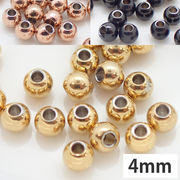 ステンレス(316) ビーズ 【約 4mm】3色【10個売り】 ゴールド ピンクゴールド ガンメタ メタルビーズ