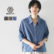 【2025年夏の新作】ショート丈 ダブルジップ シャツ スイングトップ 半袖 ブルゾン 半袖 シャツ／MinoriTY